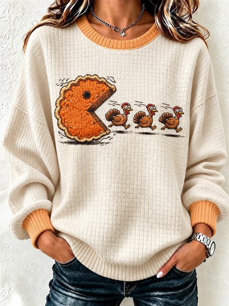 Women Cartoon Crew Neck Casual Spring/Fall Long Sleeve Sweatshirt