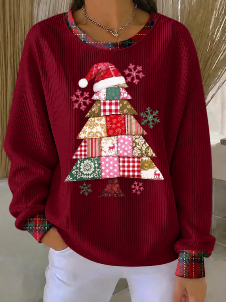 Women Plaid Crew Neck Casual Spring/Fall Long Sleeve Sweatshirt