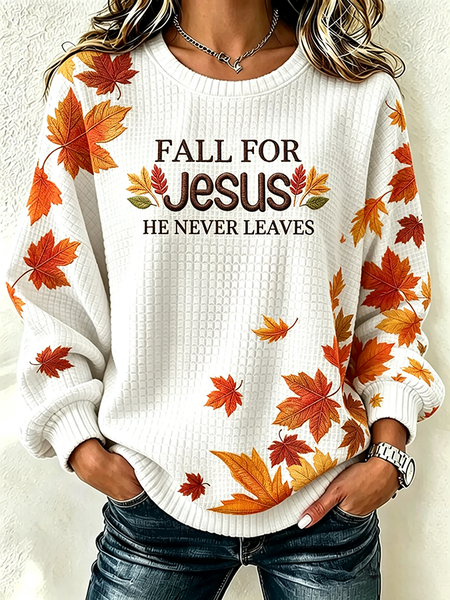 Women Text Letters Crew Neck Printing Casual Spring/Fall Long Sleeve Sweatshirt