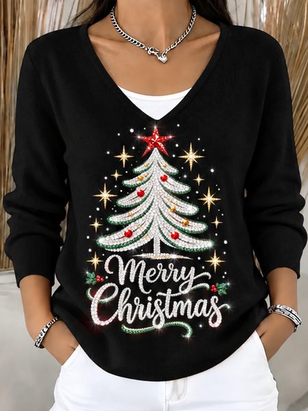 Casual Halloween V Neck Long Sleeve T-shirt