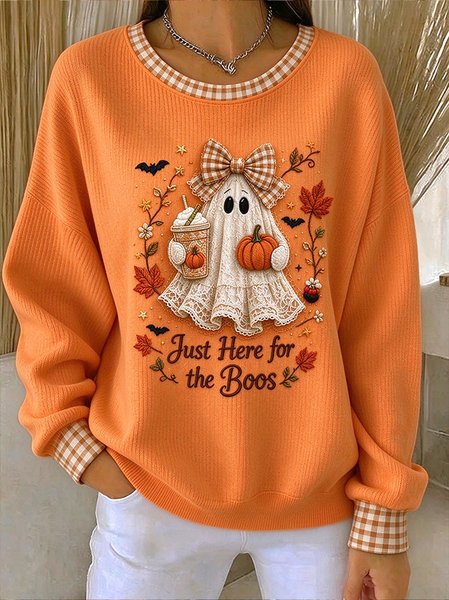 Women Text Letters Crew Neck Casual Spring/Fall Long Sleeve Sweatshirt