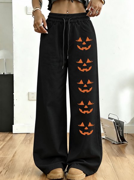Women Pumpkin Pattern Long Pants Casual Spring/Fall Trousers