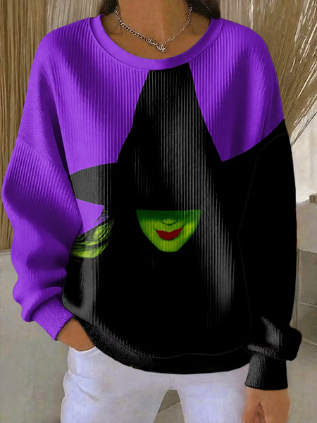 Women Color Block Crew Neck Casual Spring/Fall Long Sleeve Sweatshirt