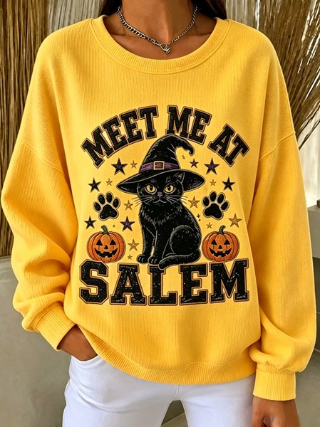 Women Text Letters Crew Neck Casual Spring/Fall Long Sleeve Sweatshirt
