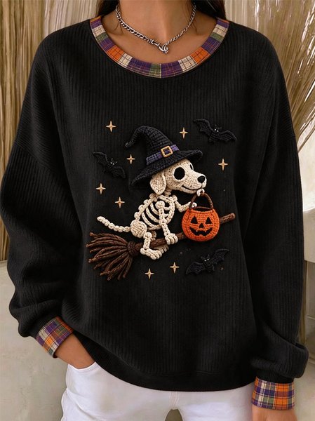 Women Skull Crew Neck Casual Spring/Fall Long Sleeve Sweatshirt