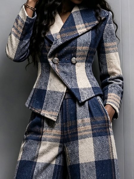 Urban Printing Plaid Shawl Collar Blazer