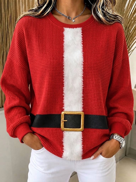 Women Christmas Crew Neck Printing Casual Spring/Fall Long Sleeve Sweatshirt