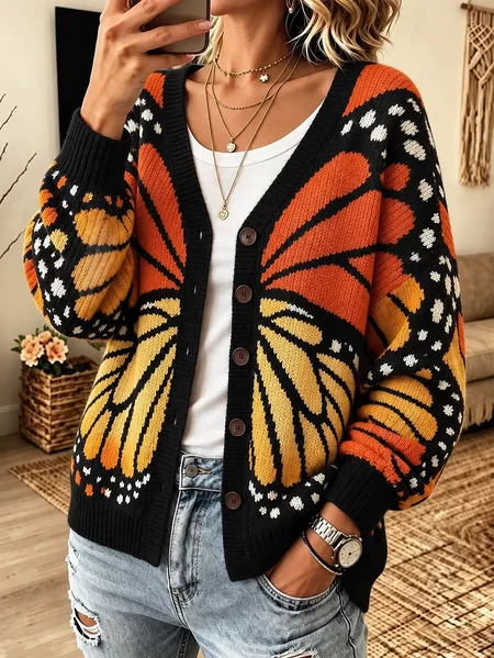 Casual V Neck Regular Fit Knit Top