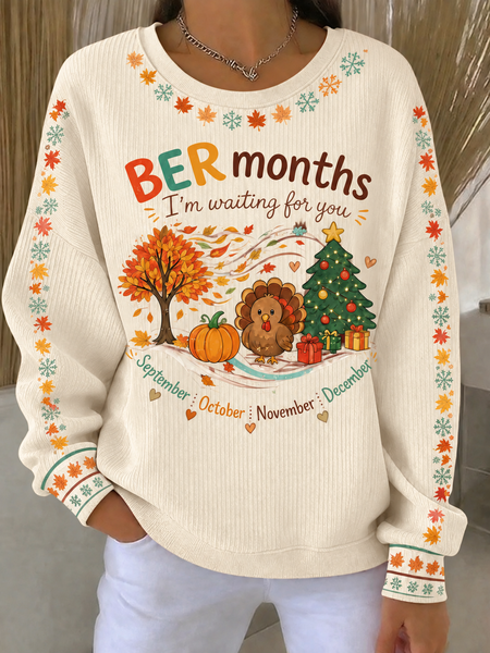 Women Text Letters Crew Neck Casual Spring/Fall Long Sleeve Sweatshirt
