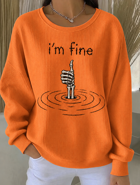 Women Text Letters Crew Neck Casual Spring/Fall Long Sleeve Sweatshirt
