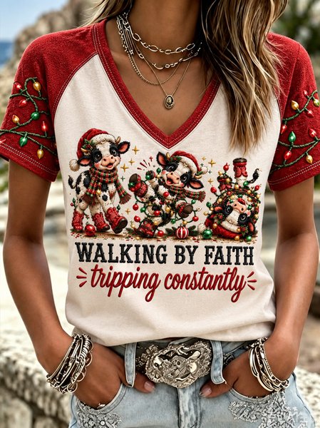 Vintage Christmas Crew Neck Short Sleeve T-shirt