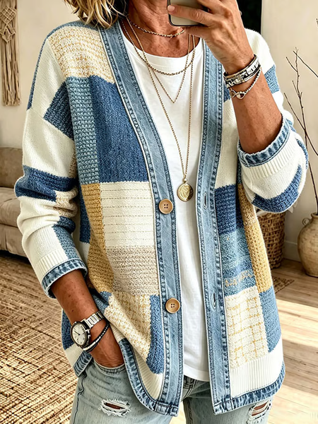 Women Spring/Fall Outerwear Casual Printing Abstract Long Sleeve Jacket