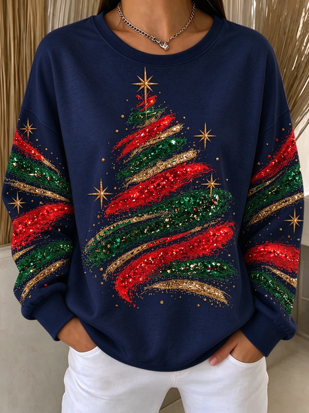 Vintage Christmas Crew Neck Long Sleeve Sweatshirt