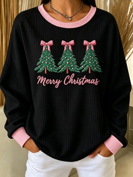 Women Text Letters Crew Neck Casual Spring/Fall Long Sleeve Sweatshirt