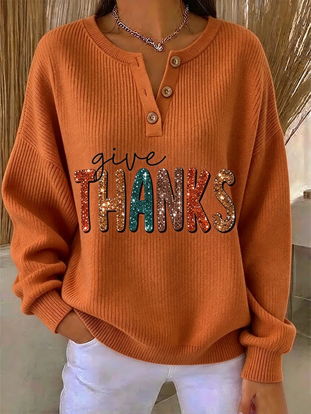 Women Festival Henley Collar Printing Vintage Spring/Fall Long Sleeve Sweatshirt