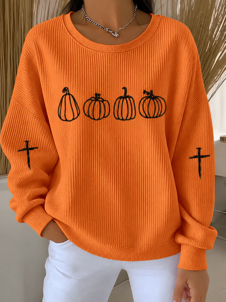 Women Text Letters Crew Neck Casual Spring/Fall Long Sleeve Sweatshirt