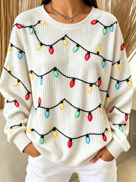Casual Christmas Crew Neck Long Sleeve Sweatshirt