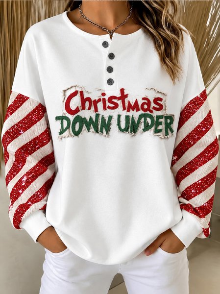 Women Text Letters Crew Neck Casual Spring/Fall Long Sleeve Sweatshirt