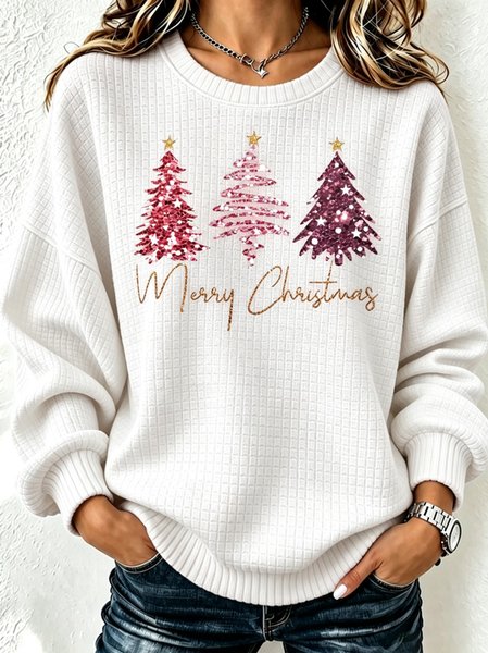 Women Text Letters Crew Neck Casual Spring/Fall Long Sleeve Sweatshirt