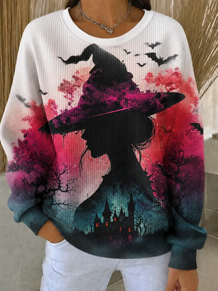 Women Halloween Crew Neck Casual Spring/Fall Long Sleeve Sweatshirt