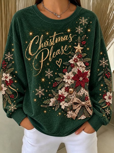Casual Text Letters Crew Neck Long Sleeve Sweatshirt