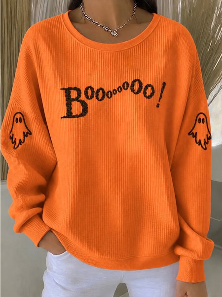 Women Text Letters Crew Neck Casual Spring/Fall Long Sleeve Sweatshirt