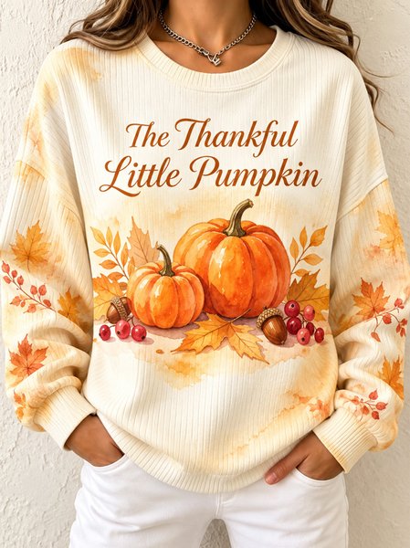 Women Text Letters Crew Neck Casual Spring/Fall Long Sleeve Sweatshirt