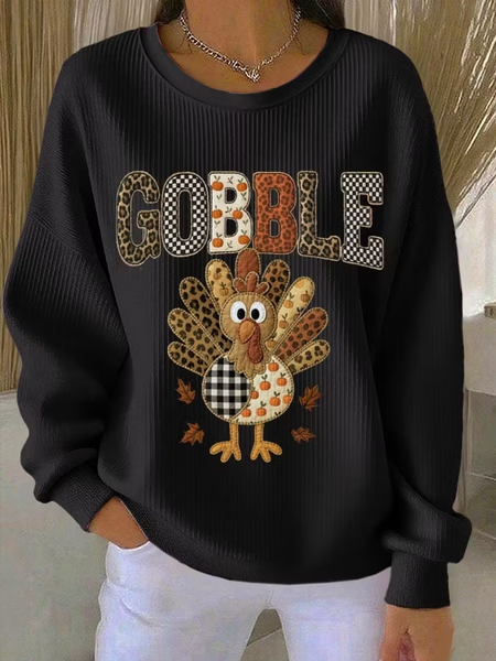 Women Leopard Crew Neck Casual Spring/Fall Long Sleeve Sweatshirt