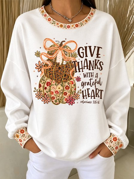 Vintage Text Letters Crew Neck Long Sleeve Sweatshirt