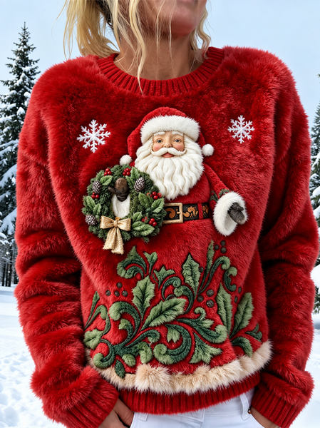 Casual Santa Claus Crew Neck Long Sleeve Sweatshirt