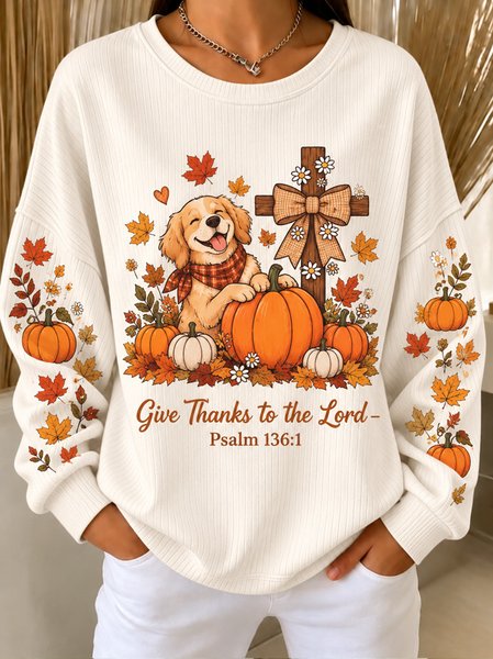 Women Text Letters Crew Neck Casual Spring/Fall Long Sleeve Sweatshirt