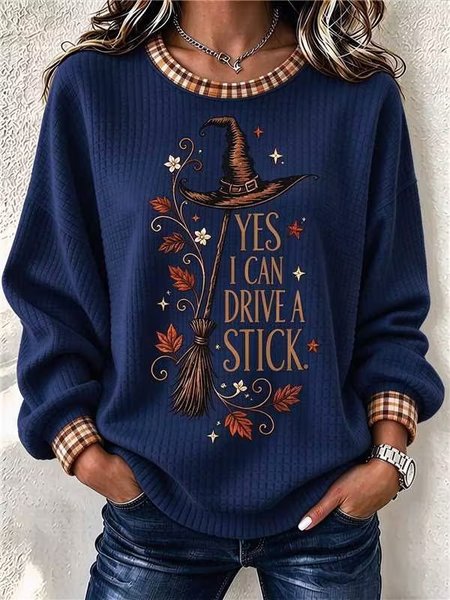 Casual Halloween Crew Neck Long Sleeve Sweatshirt