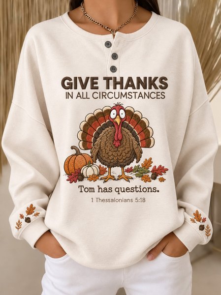 Women Text Letters Crew Neck Casual Spring/Fall Long Sleeve Sweatshirt