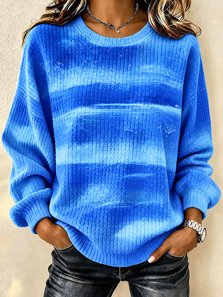 Casual Abstract Henley Collar Long Sleeve Sweatshirt