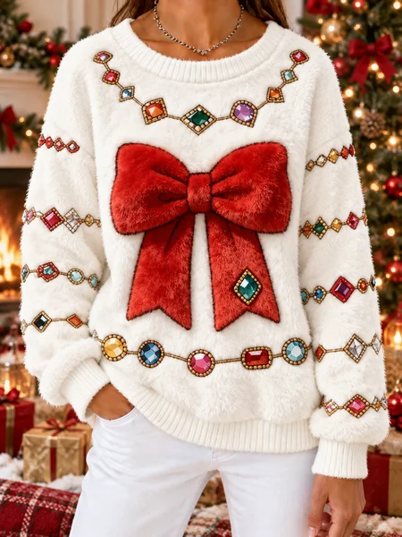 Casual Christmas Crew Neck Long Sleeve Sweatshirt