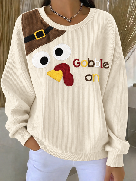 Casual Text Letters Crew Neck Long Sleeve Sweatshirt