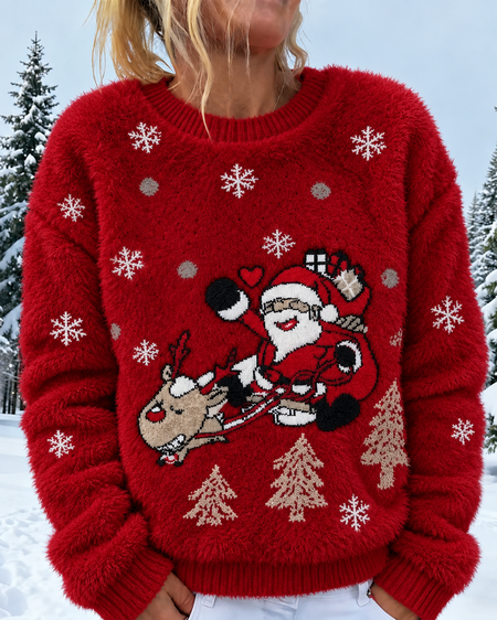 Casual Santa Claus Crew Neck Long Sleeve Sweatshirt
