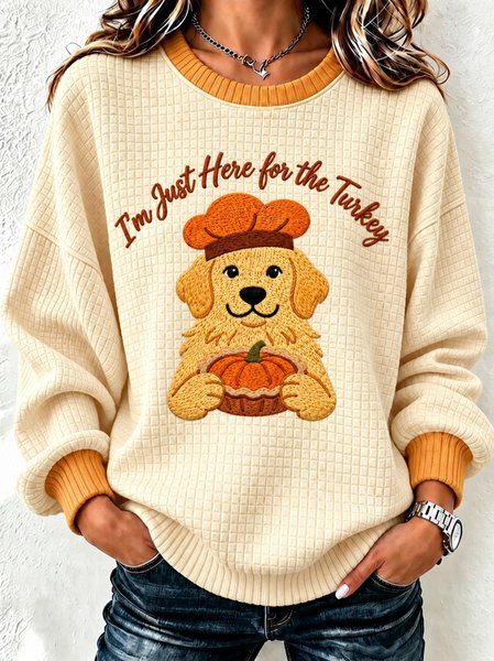 Women Text Letters Crew Neck Casual Spring/Fall Long Sleeve Sweatshirt