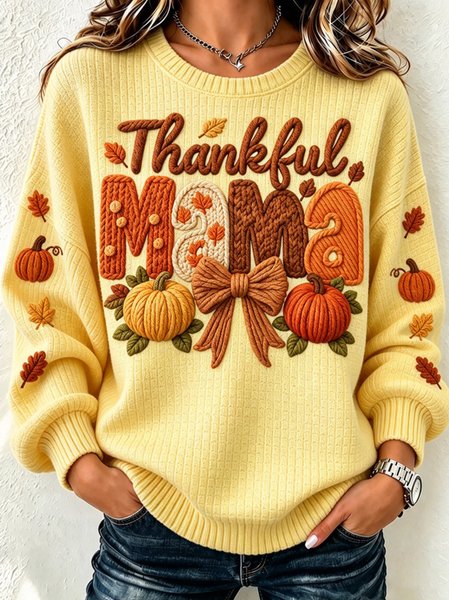 Women Text Letters Crew Neck Casual Spring/Fall Long Sleeve Sweatshirt