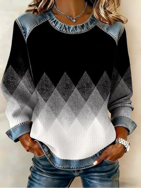 Vintage Abstract Crew Neck Long Sleeve Sweatshirt