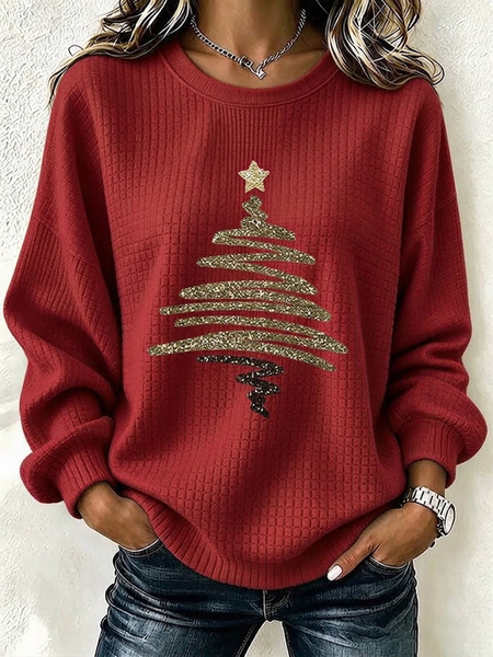 Casual Christmas Crew Neck Long Sleeve Sweatshirt