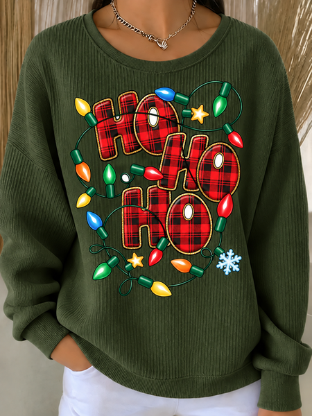 Casual Text Letters Crew Neck Long Sleeve Sweatshirt