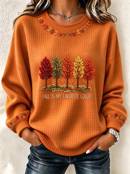 Casual Text Letters Crew Neck Long Sleeve Sweatshirt