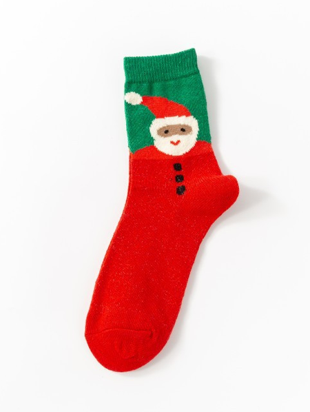 New Autumn/Winter Thickened Mid-Calf Christmas Socks – Cute Cartoon Jacquard Design