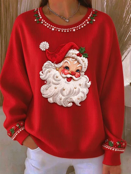 Casual Santa Claus Crew Neck Long Sleeve Sweatshirt