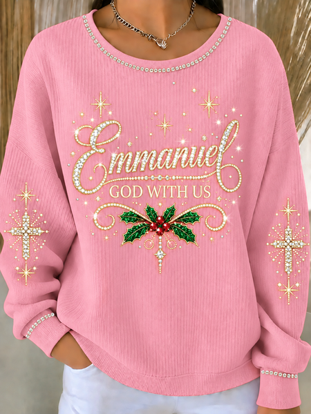 Casual Text Letters Crew Neck Long Sleeve Sweatshirt