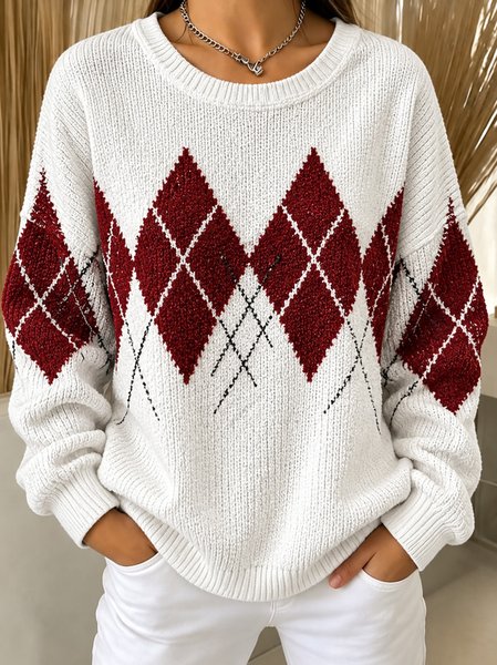 Casual Geometric Crew Neck Long Sleeve Sweatshirt