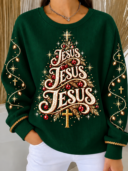 Casual Text Letters Crew Neck Long Sleeve Sweatshirt