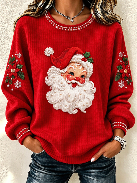 Casual Santa Claus Crew Neck Long Sleeve Sweatshirt
