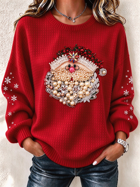 Casual Santa Claus Crew Neck Long Sleeve Sweatshirt